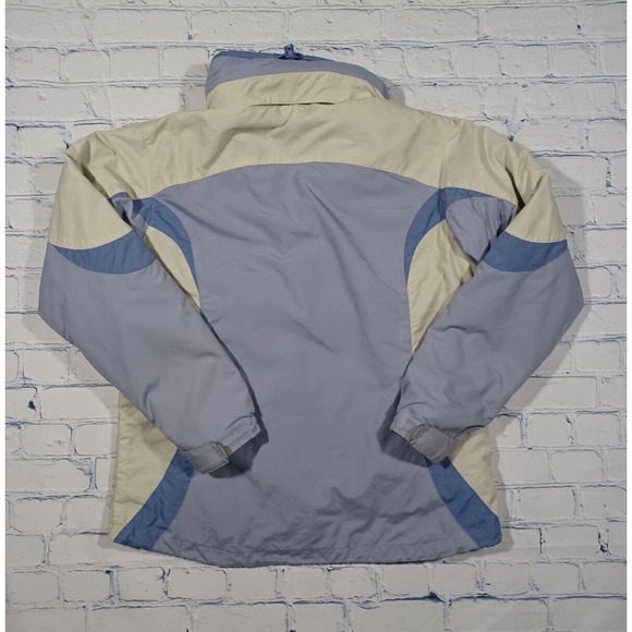 LL Bean Womens S Nylon Blue Cream 3 in 1 Hooded‎ Jacket Parka Removable Liner - Picture 4 of 7